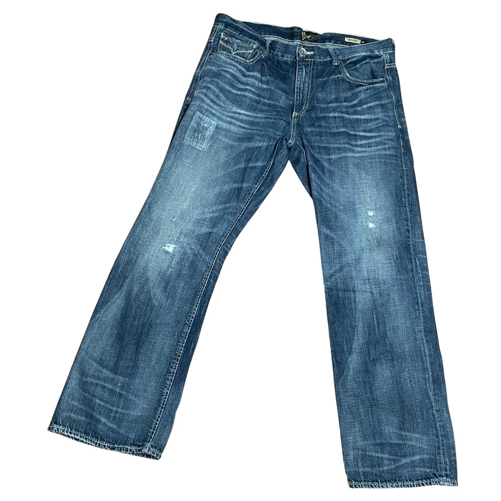 BKE Vintage Men's Jeans Welder Distressed, Buckle, Y2K Med Wash, Sz 38x32